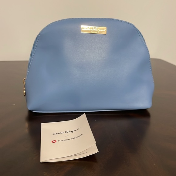 Salvatore Ferragamo blue leather zip around cosmetics bag - Picture 8 of 10